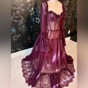 Dolls Kill Halloween Vampire Dress Widow Burgundy Red Gothic Dress Size XXL